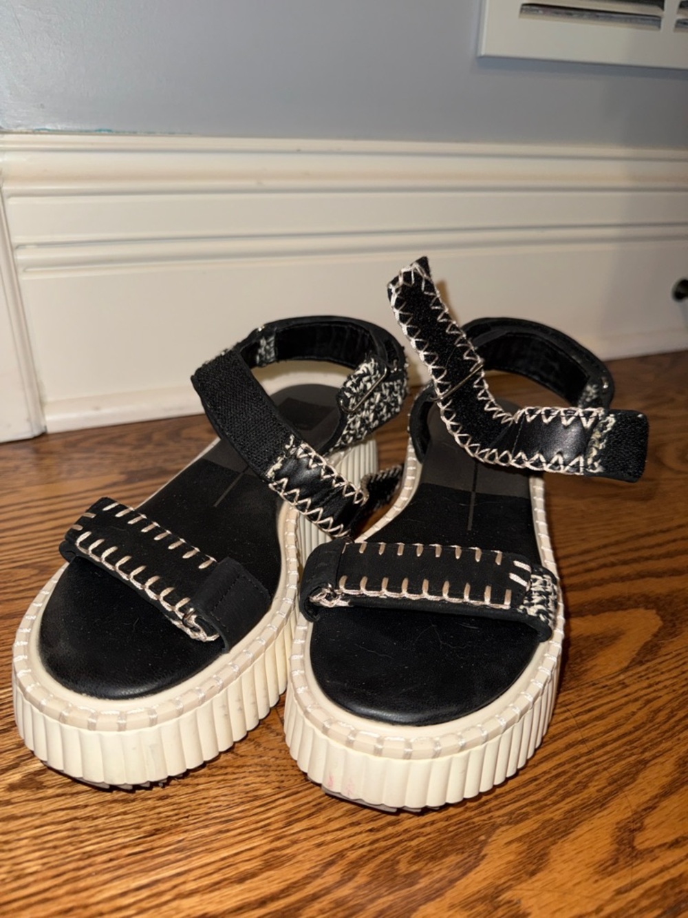 Women’s Black Platform Sandals with Cream Sole